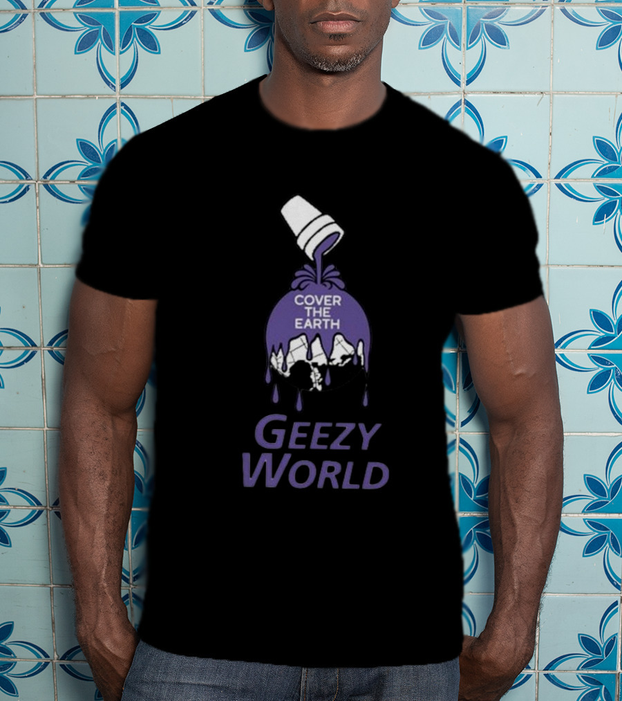 Cover The Earth Geezy World Purple Paint Cup T-Shirt