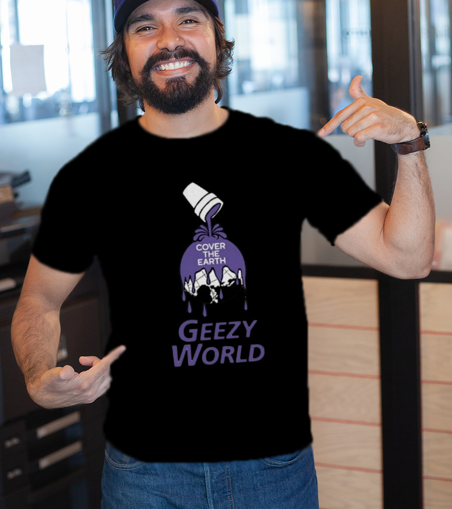 Cover The Earth Geezy World Purple Paint Cup T-Shirt