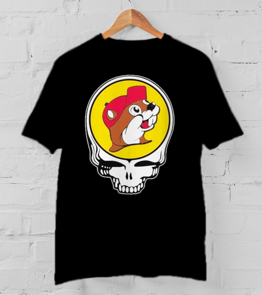 Buc-ee's Beaver In Grateful Dead Skull T-Shirt
