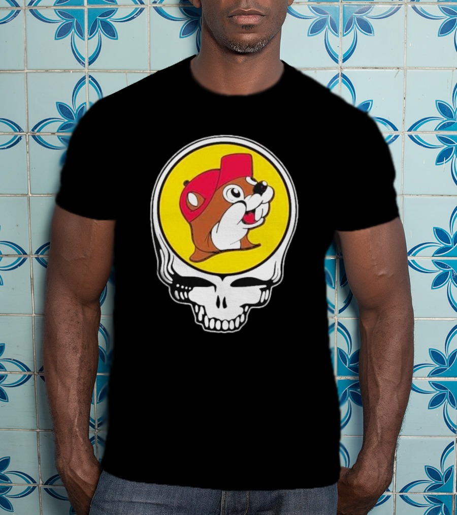 Buc-ee's Beaver In Grateful Dead Skull T-Shirt