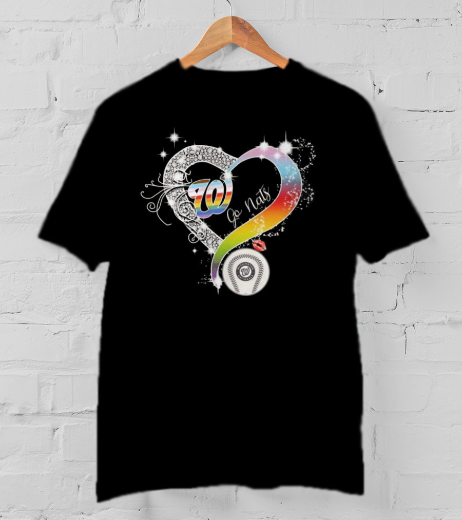 70 Go Nats Heart Diamonds Baseball T-Shirt