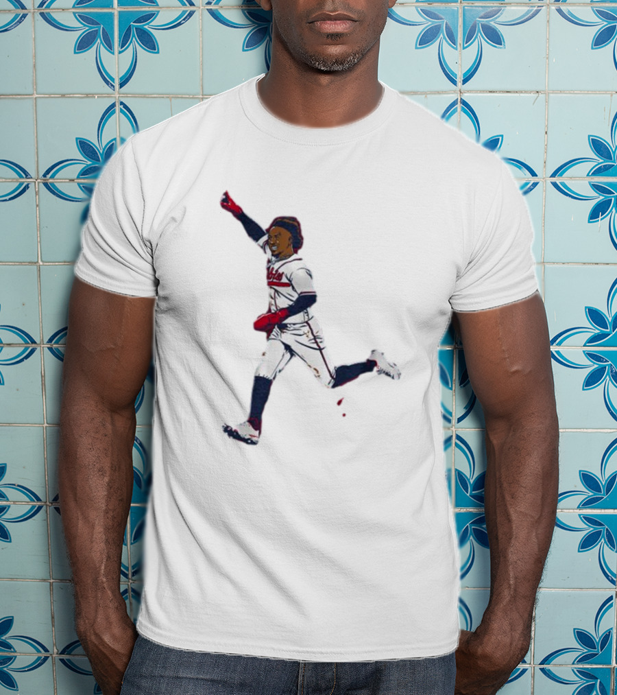 Ozzie Albies Baseball Celebration Pose Signature T-Shirt