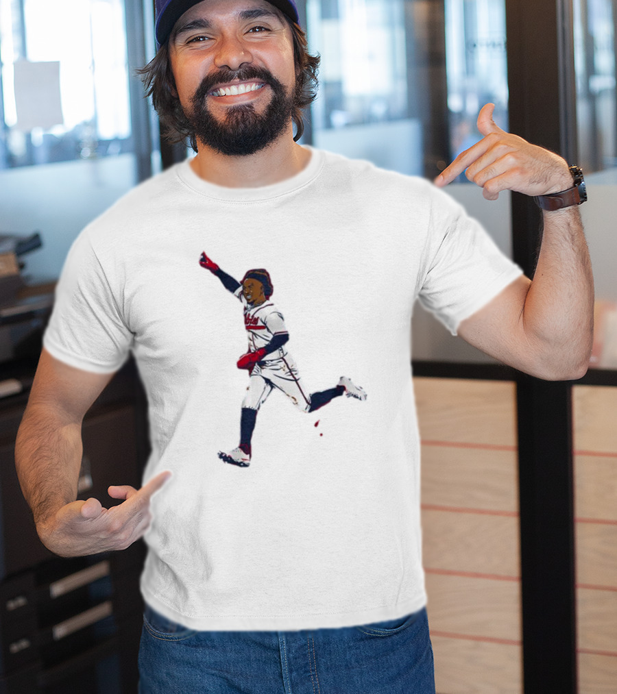 Ozzie Albies Baseball Celebration Pose Signature T-Shirt