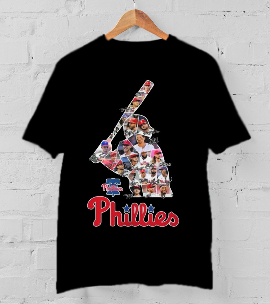 Phillies Baseball Icons Collage With Player Signatures T-Shirt