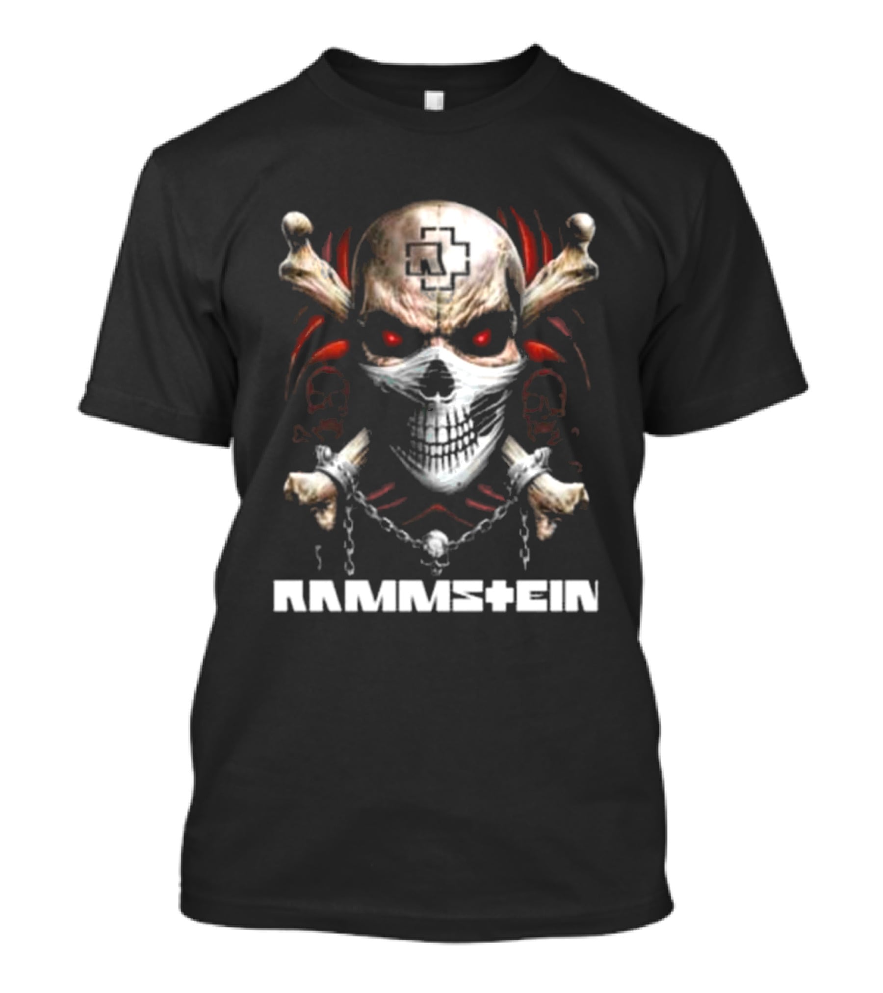 Rammstein Skull Crossbones Red Eyes Chain T-Shirt