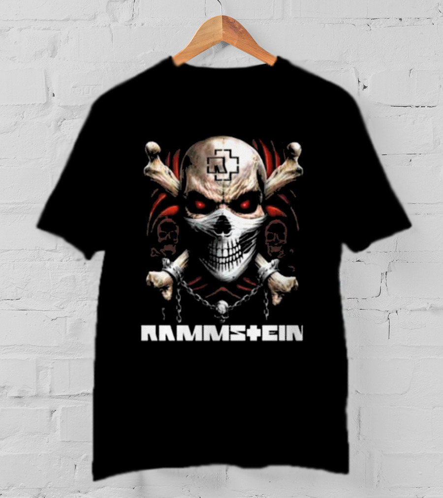 Rammstein Skull Crossbones Red Eyes Chain T-Shirt
