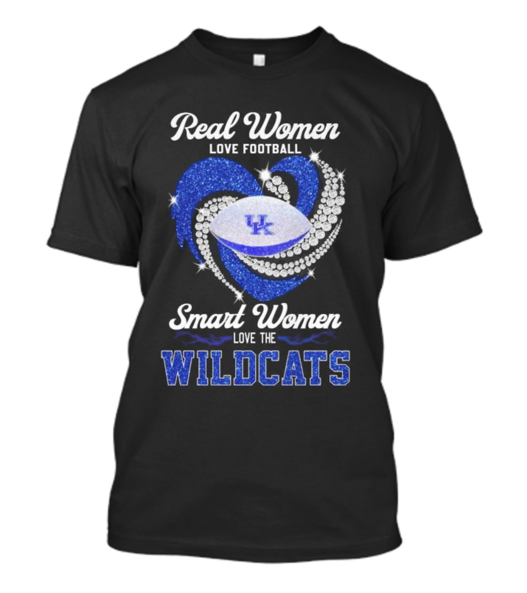 Real Women Love Football Smart Women Love The Wildcats UK Diamond Heart T-Shirt