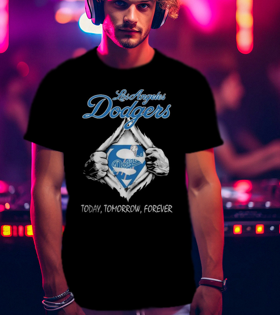 Los Angeles Dodgers Superhero Baseball Logo Today Tomorrow Forever T-Shirt