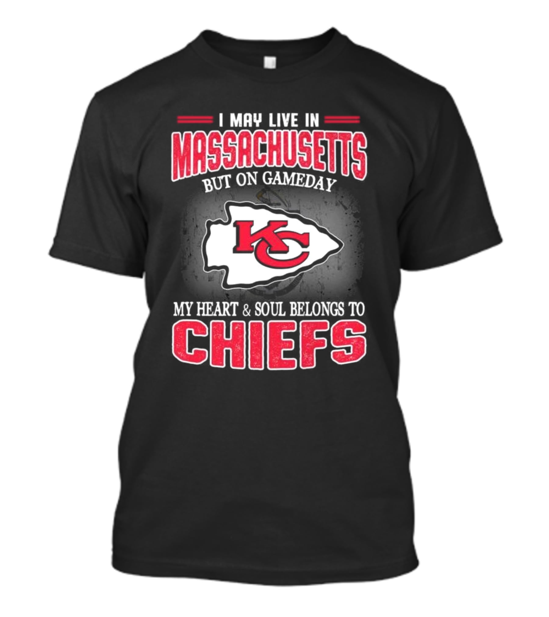 Massachusetts Resident Gameday Loyalty Kansas City Chiefs Heart And Soul T-Shirt