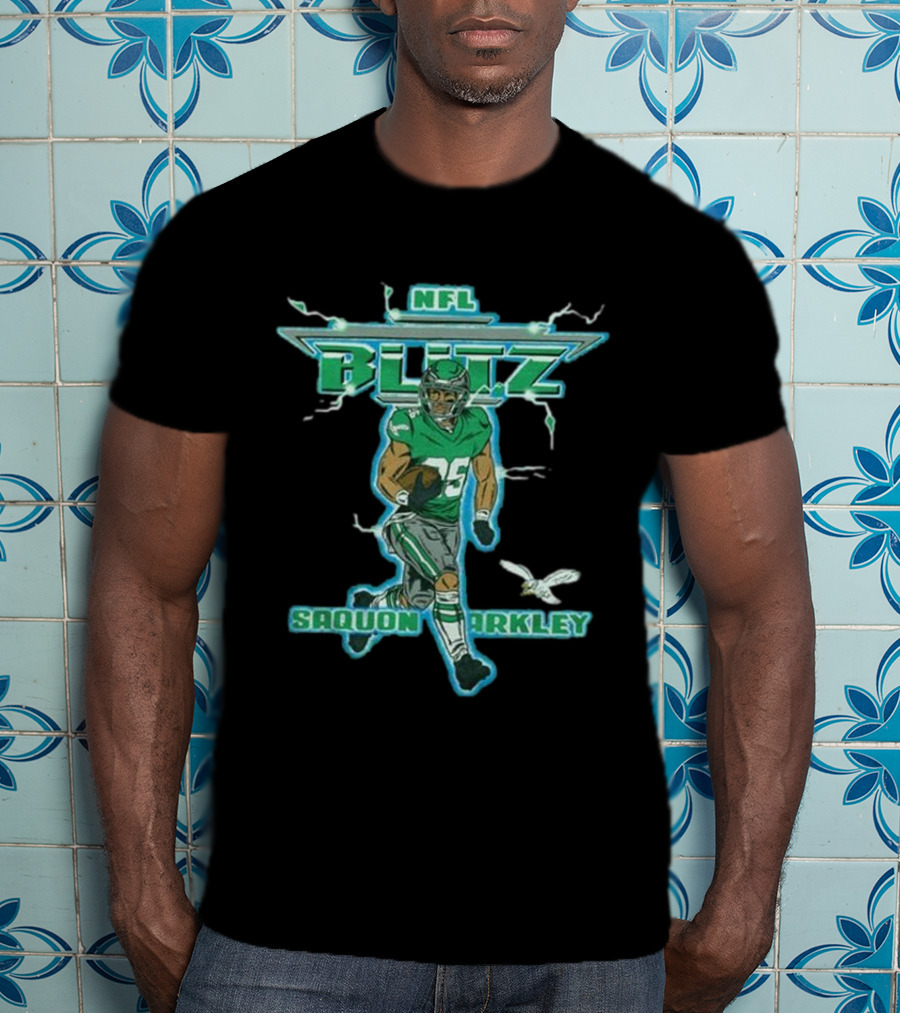 NFL Blitz Eagles Saquon Barkley 26 With Lightning And Wings T-Shirt
