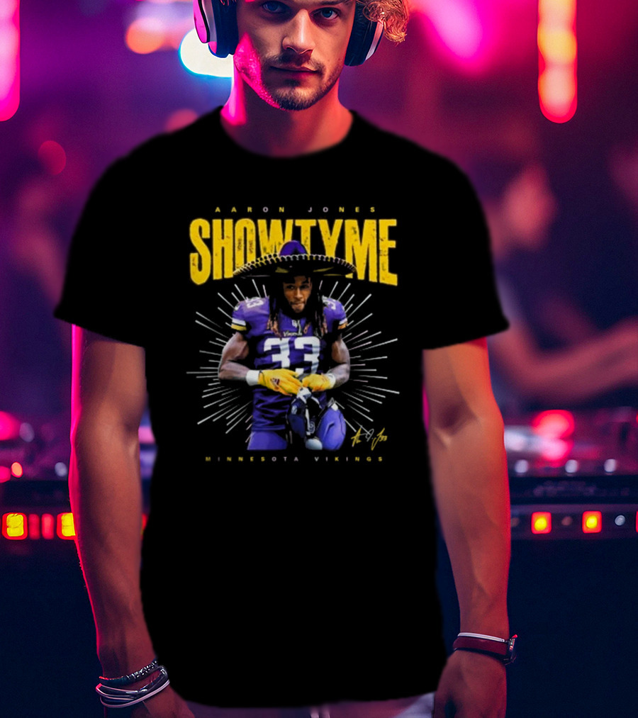 Aaron Jones Showtyme Minnesota Vikings NFL Football Signature 33 T-Shirt