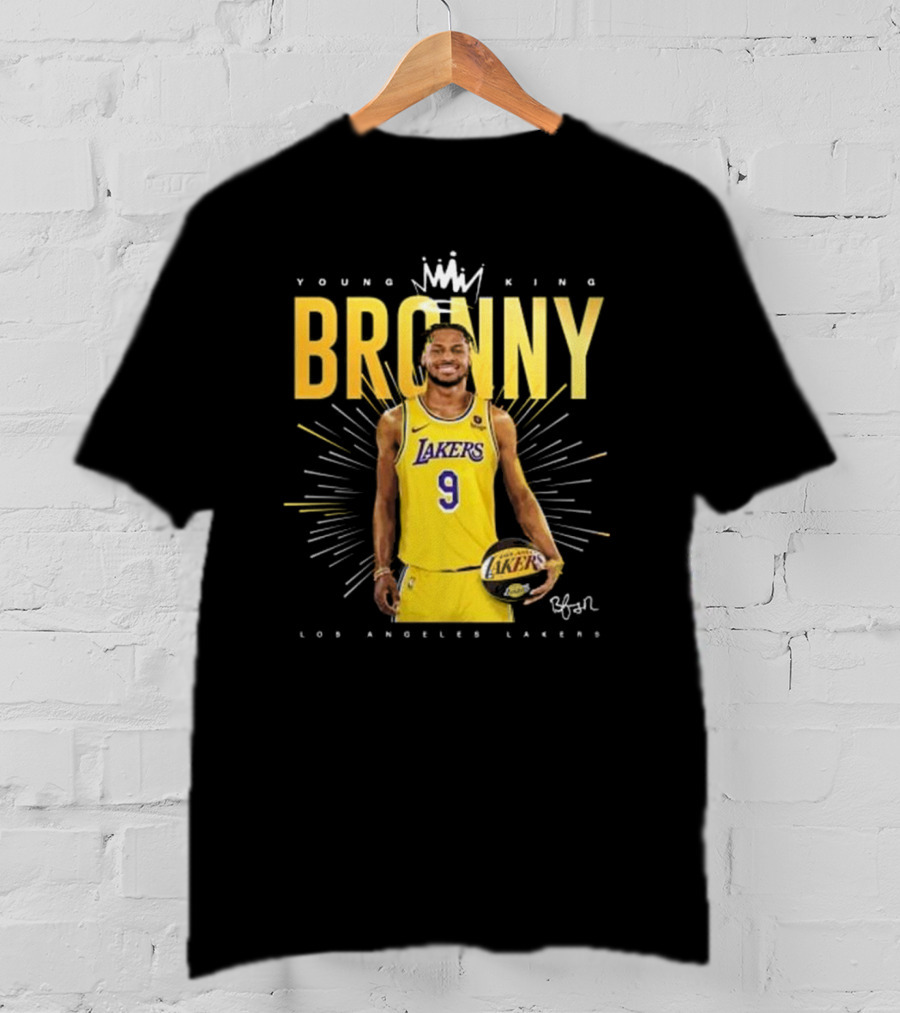 Young King Bronny James Los Angeles Lakers 9 Signature T-Shirt