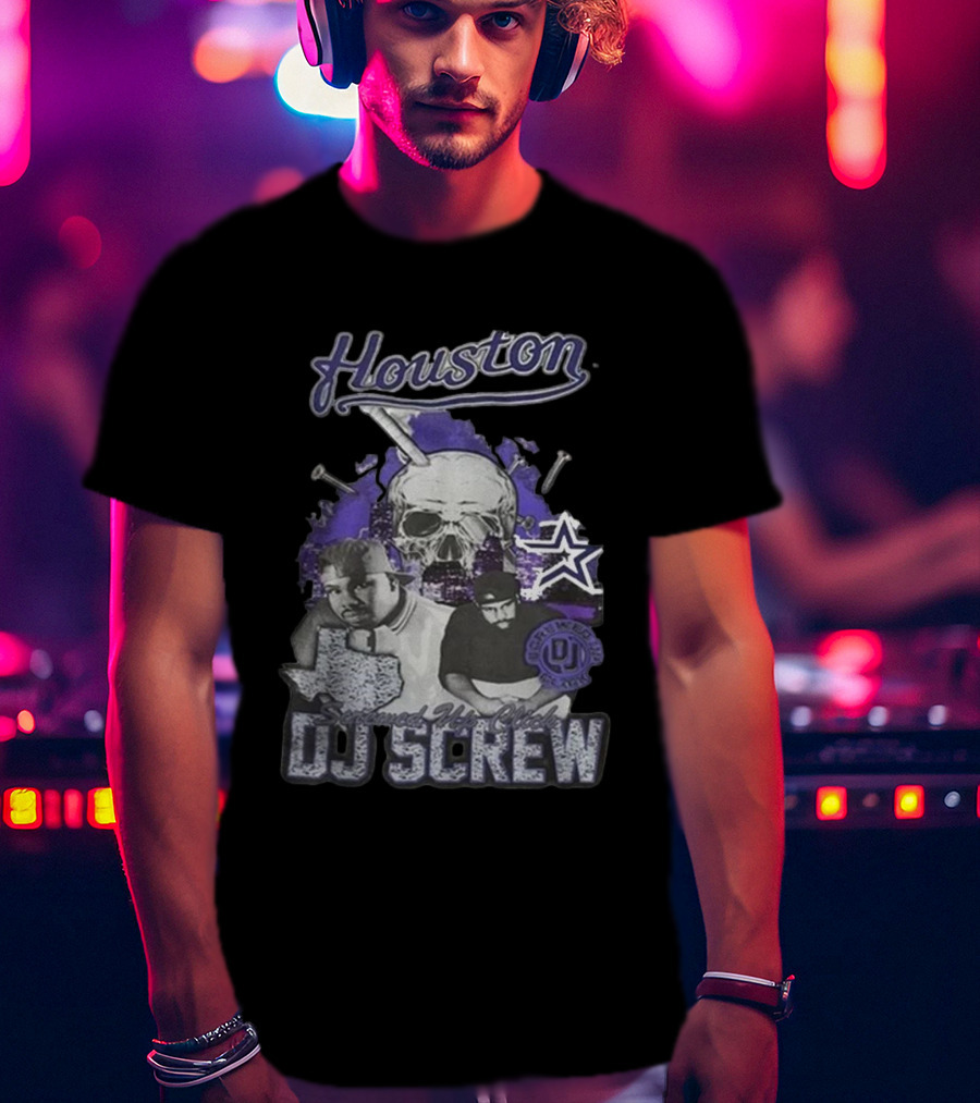 Houston Screwed Up Click DJ Screw Texas Skull Stars T-Shirt