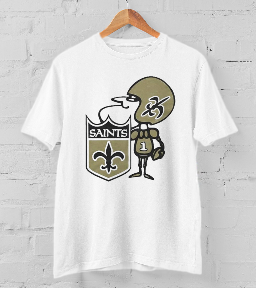 New Orleans Saints Alt Logo 1967 Cartoon Character Football Crest T-Shirt