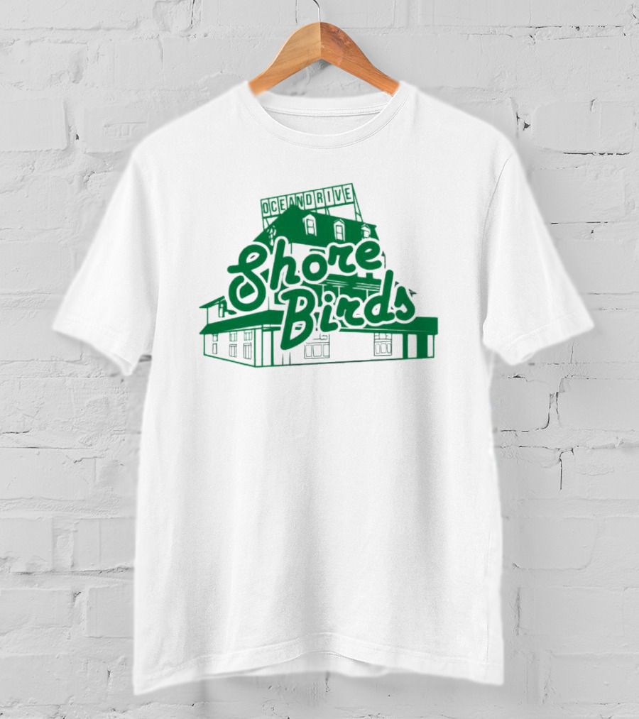 Ocean Drive Shore Birds Retro Sign Building T-Shirt