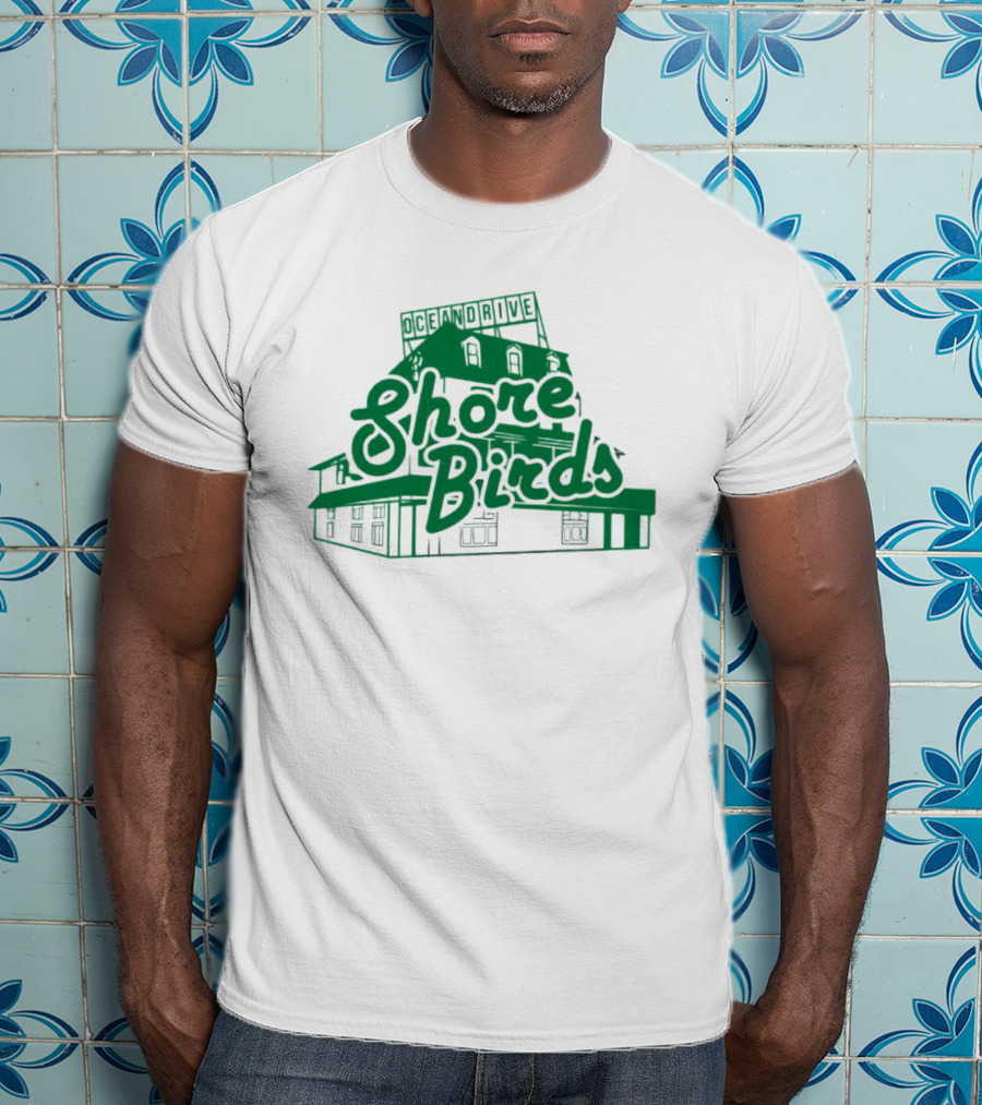 Ocean Drive Shore Birds Retro Sign Building T-Shirt