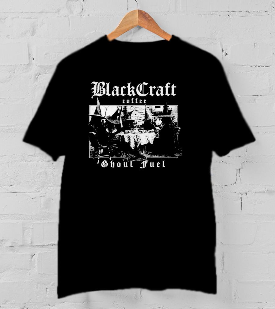 Black Craft Coffee Ghoul Fuel Witches Tea Party Scene T-Shirt