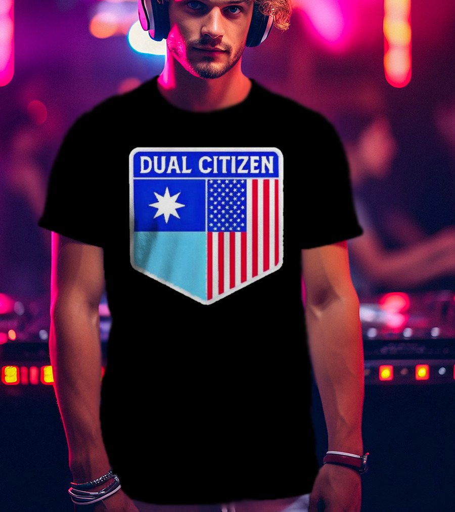Dual Citizen Of Minnesota And USA Flag Badge T-Shirt