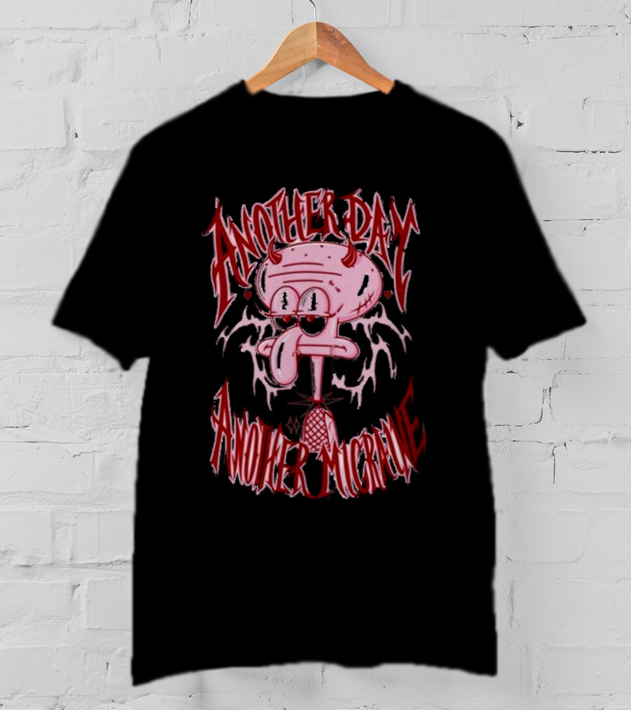 Lovecore Squidward Another Day Another Migraine Devil Horns Aesthetic T-Shirt