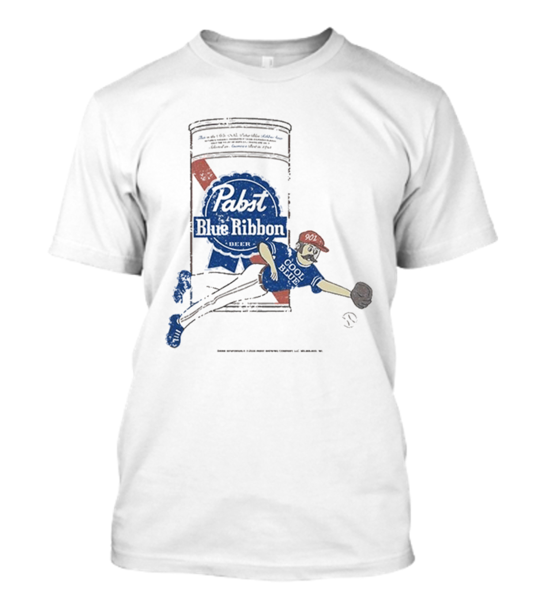 Memphis Redbirds 901 Pabst Blue Ribbon Baseball Can Catcher T-Shirt