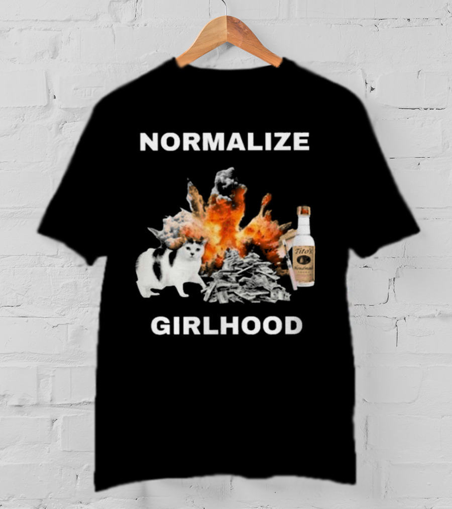 Normalize Girlhood Explosion Cat Tito's Bottle T-Shirt