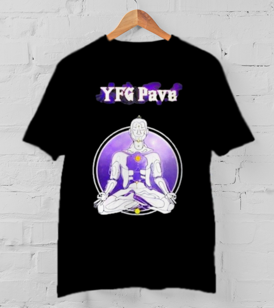 YFG Pave 444 Meditating Robotic Figure Purple Mandala T-Shirt
