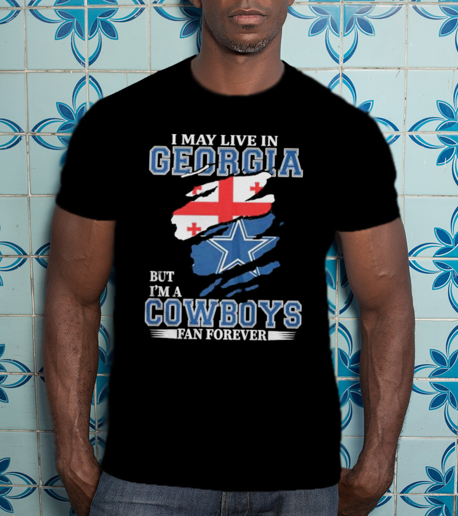 Dallas Cowboys Fan Forever Living In Georgia With Star And Flag Elements T-Shirt