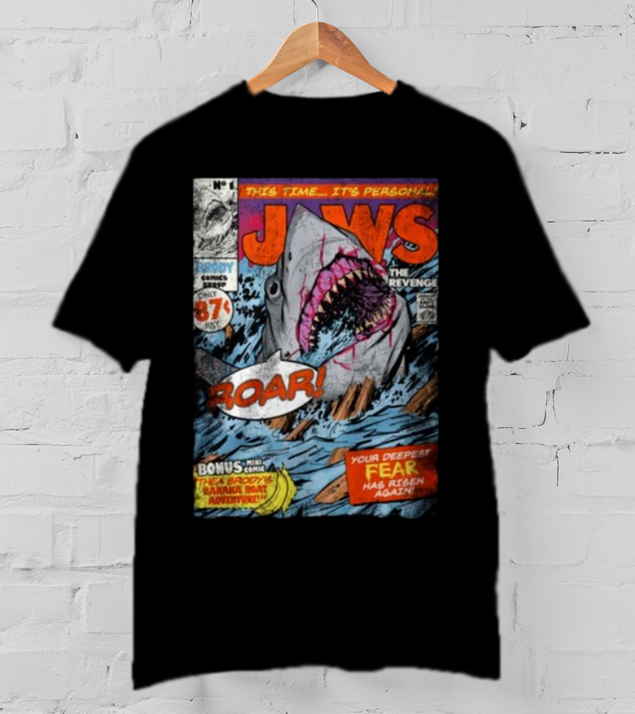 Fright-Rags Jaws The Revenge Comic Cover Shark Roar Adventure T-Shirt