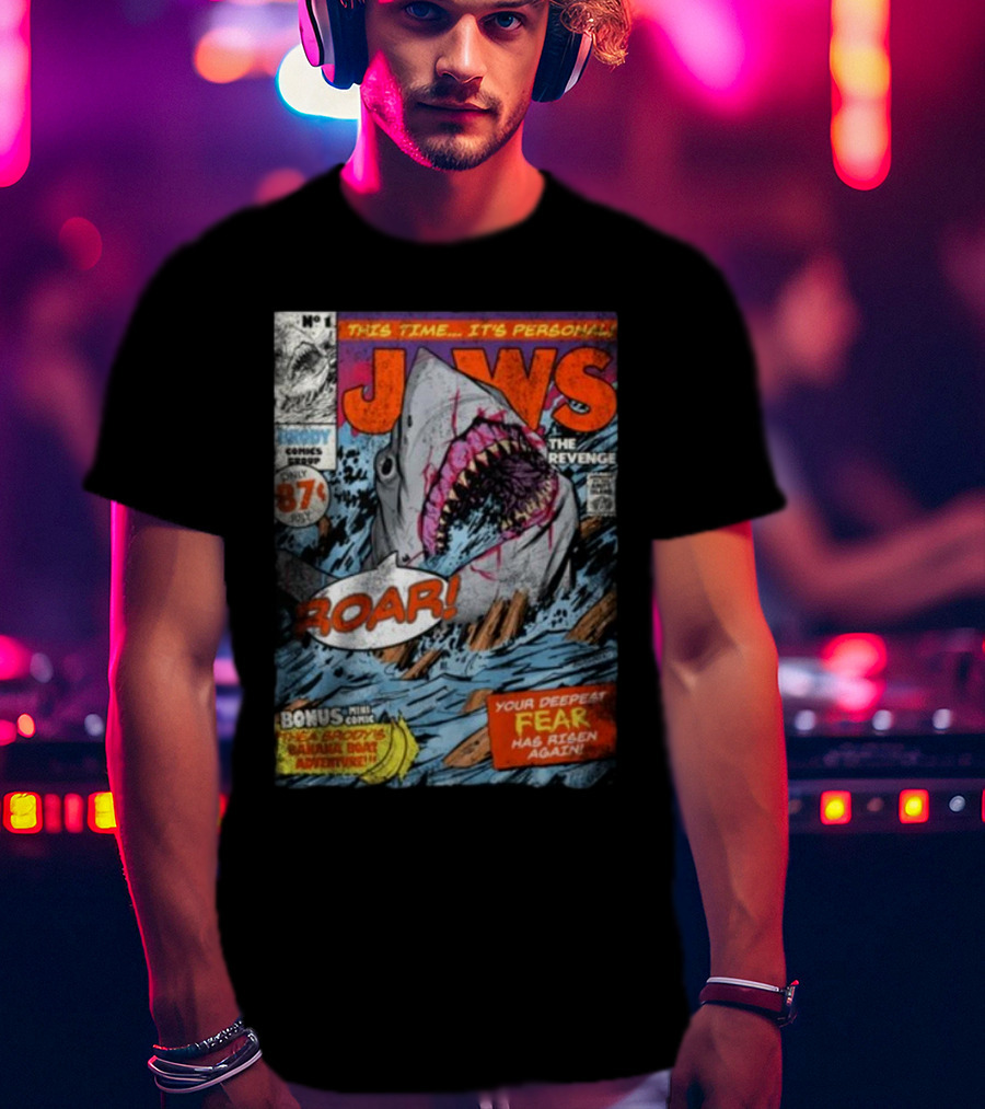 Fright-Rags Jaws The Revenge Comic Cover Shark Roar Adventure T-Shirt