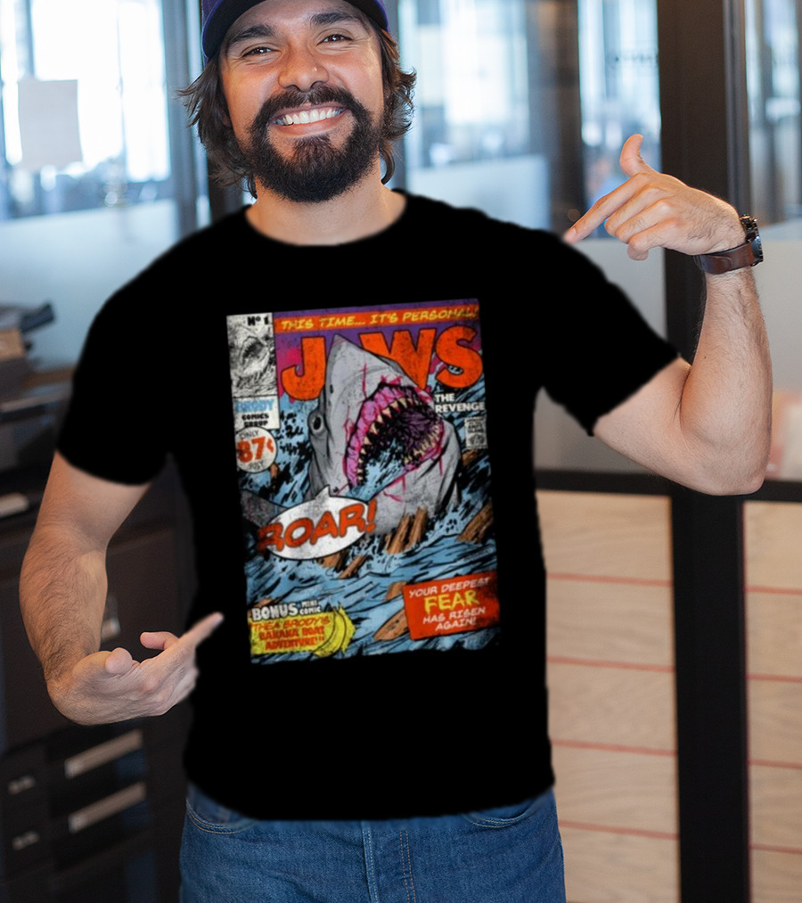 Fright-Rags Jaws The Revenge Comic Cover Shark Roar Adventure T-Shirt