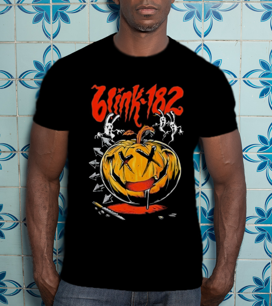 Blink-182 Halloween Pumpkin With Ghosts And Arrows T-Shirt