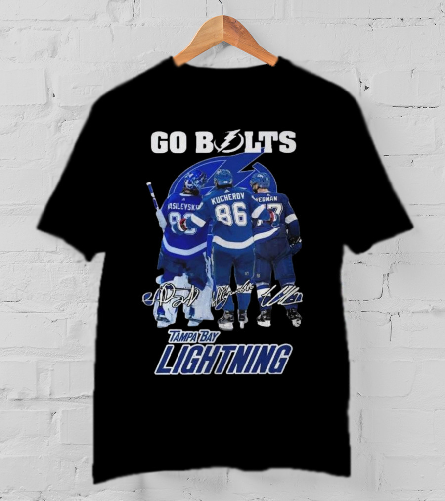 Tampa Bay Lightning Go Bolts Asilevskiy Kucherov Hedman Signatures T-Shirt