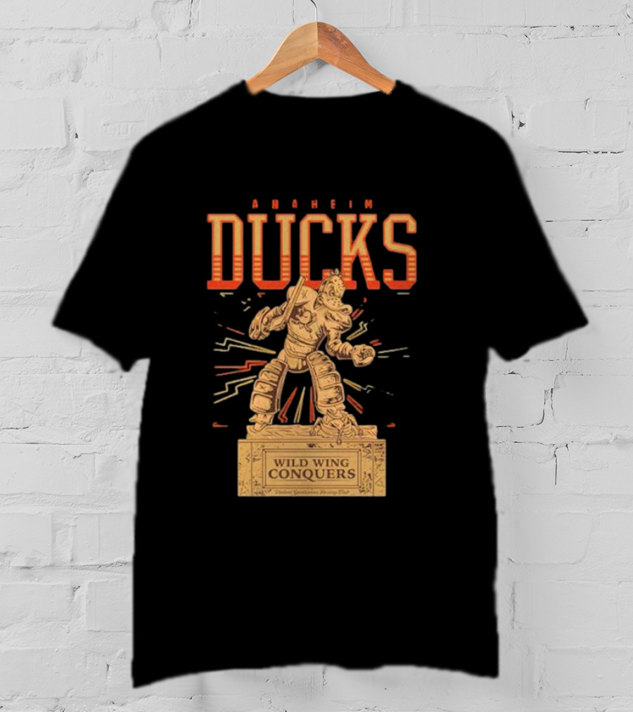 Anaheim Ducks Wild Wing Conquers Statue T-Shirt