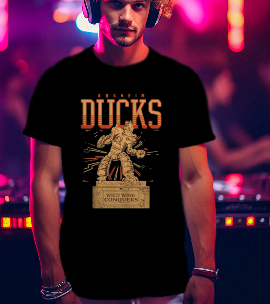 Anaheim Ducks Wild Wing Conquers Statue T-Shirt