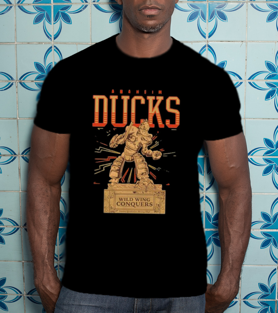 Anaheim Ducks Wild Wing Conquers Statue T-Shirt