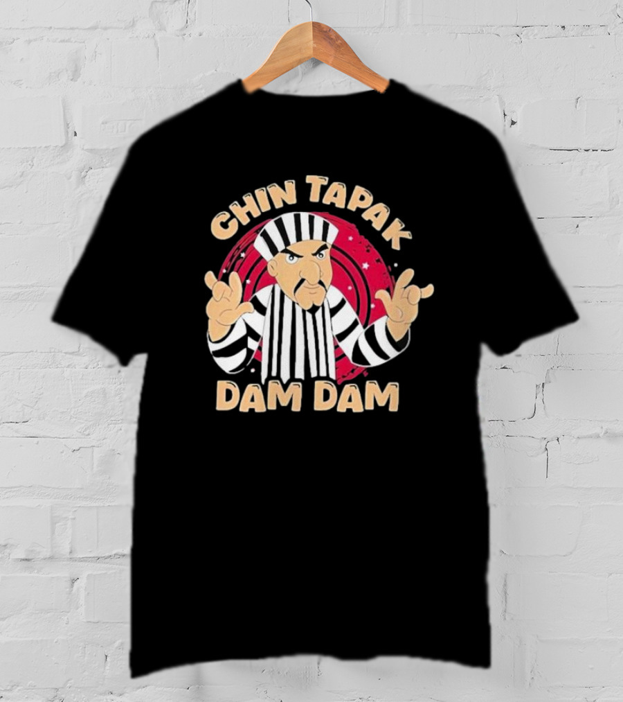 Chin Tapak Dam Dam Cartoon Villain With Stripes And Stars T-Shirt