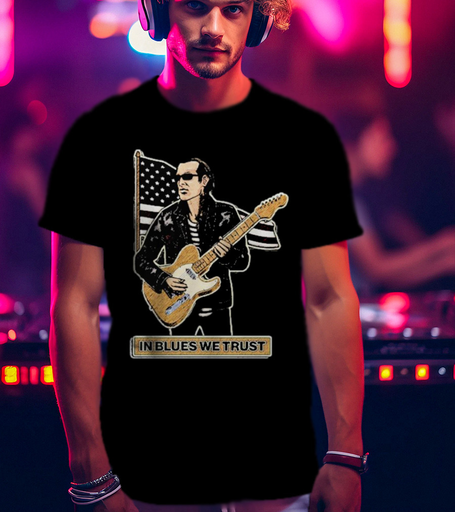 In Blues We Trust Joe Bonamassa Blues Hero American Flag Guitar T-Shirt