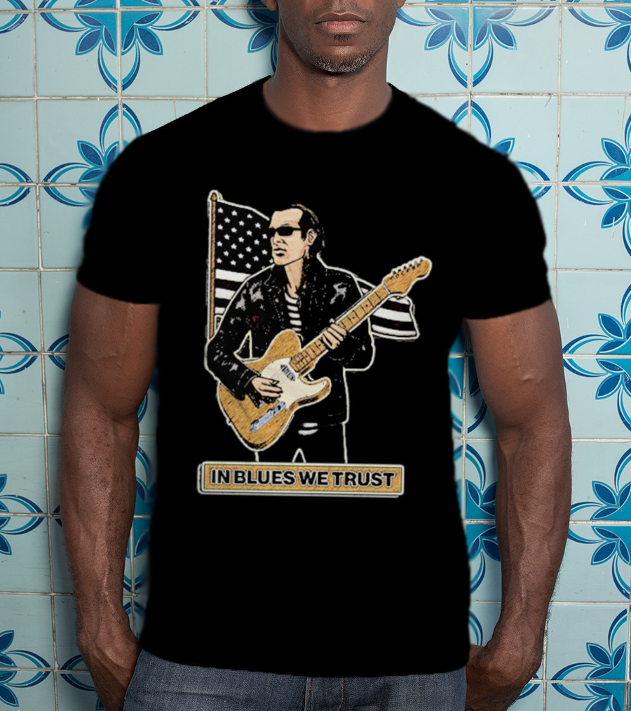 In Blues We Trust Joe Bonamassa Blues Hero American Flag Guitar T-Shirt