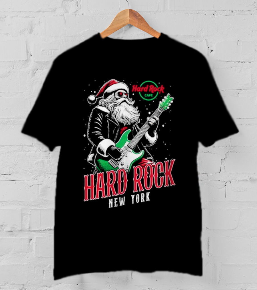Hard Rock Cafe New York Santa Christmas Guitar Holiday Live T-Shirt