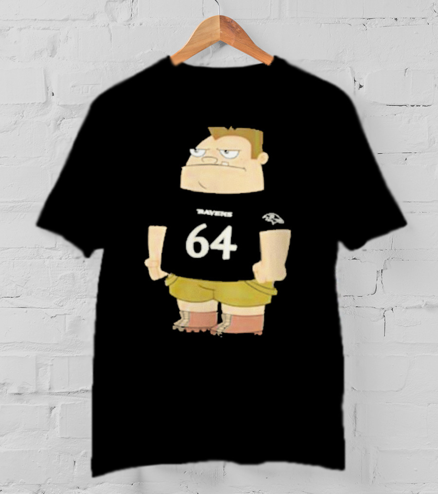 Ravens 64 Cartoon Character Tyler Linderbaum Only Fears God Texas Fears Oklahoma T-Shirt