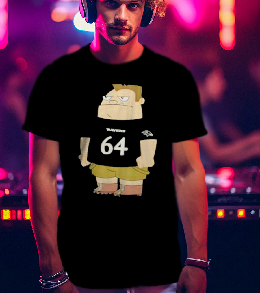 Ravens 64 Cartoon Character Tyler Linderbaum Only Fears God Texas Fears Oklahoma T-Shirt