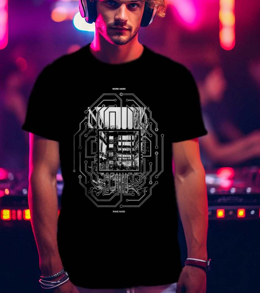 Work Hard Rave Hard Circuit Board Packard Plant T-Shirt
