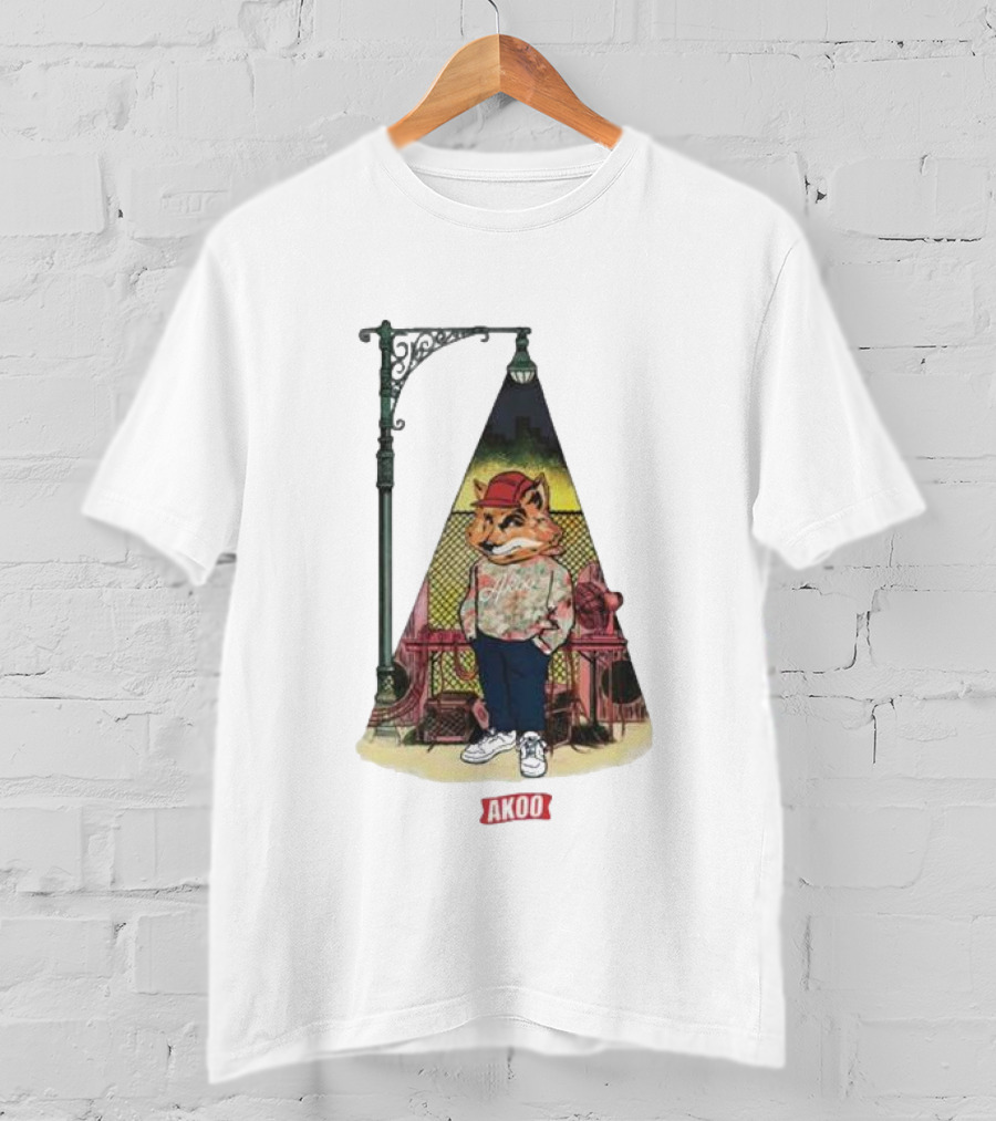 Block Party SS Akoo Streetwear Fox Character Under Lamp Post T-Shirt