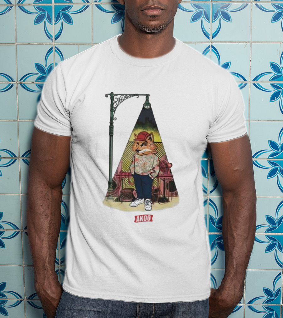 Block Party SS Akoo Streetwear Fox Character Under Lamp Post T-Shirt