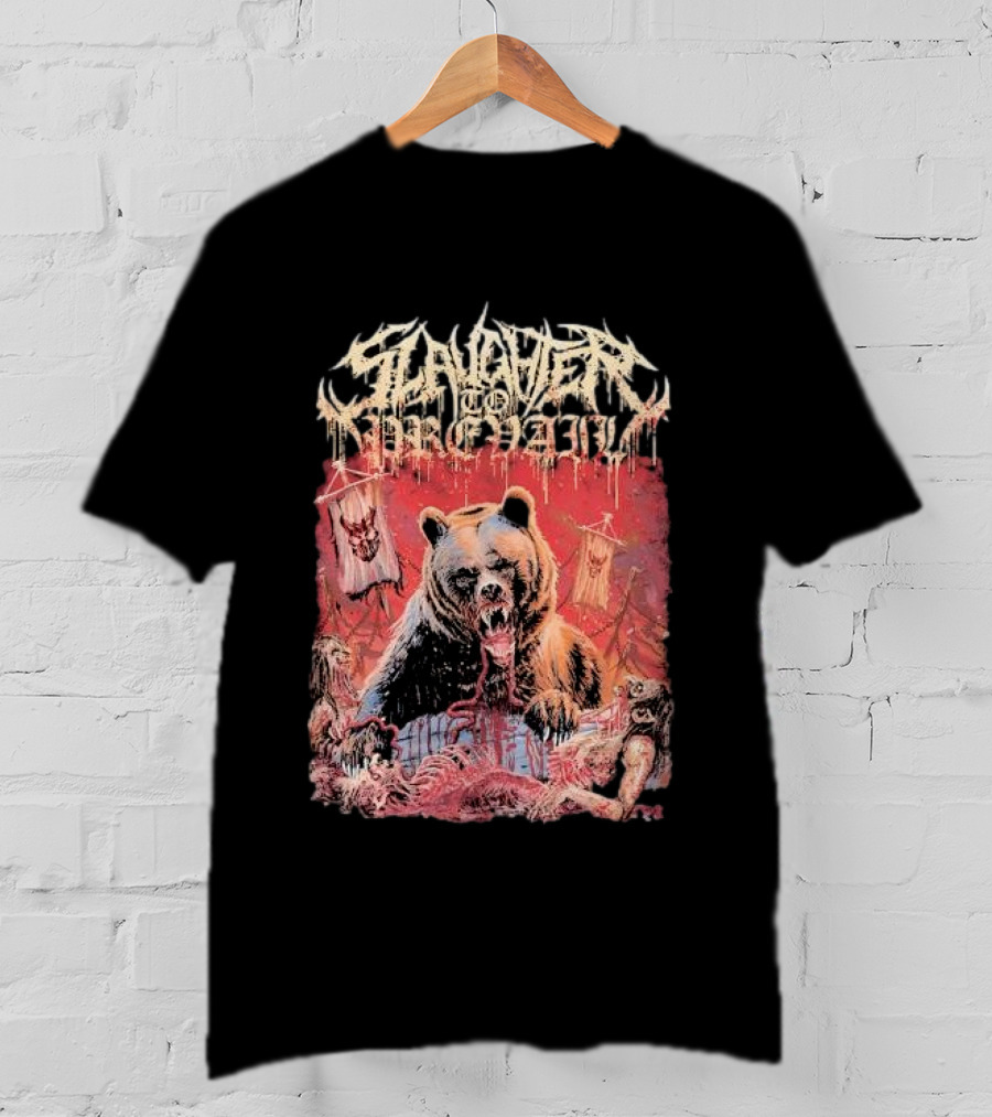 Slaughter To Prevail Bear With Blood-Soaked Banner Background T-Shirt