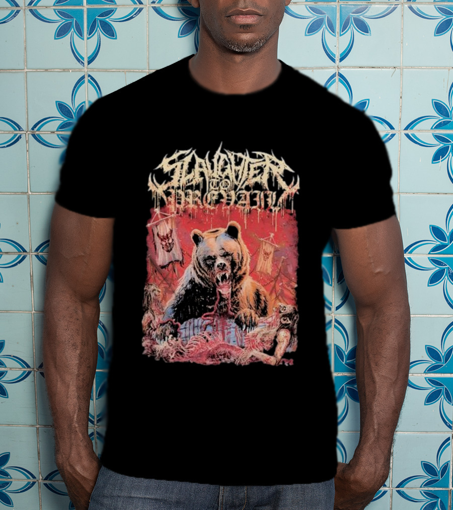 Slaughter To Prevail Bear With Blood-Soaked Banner Background T-Shirt