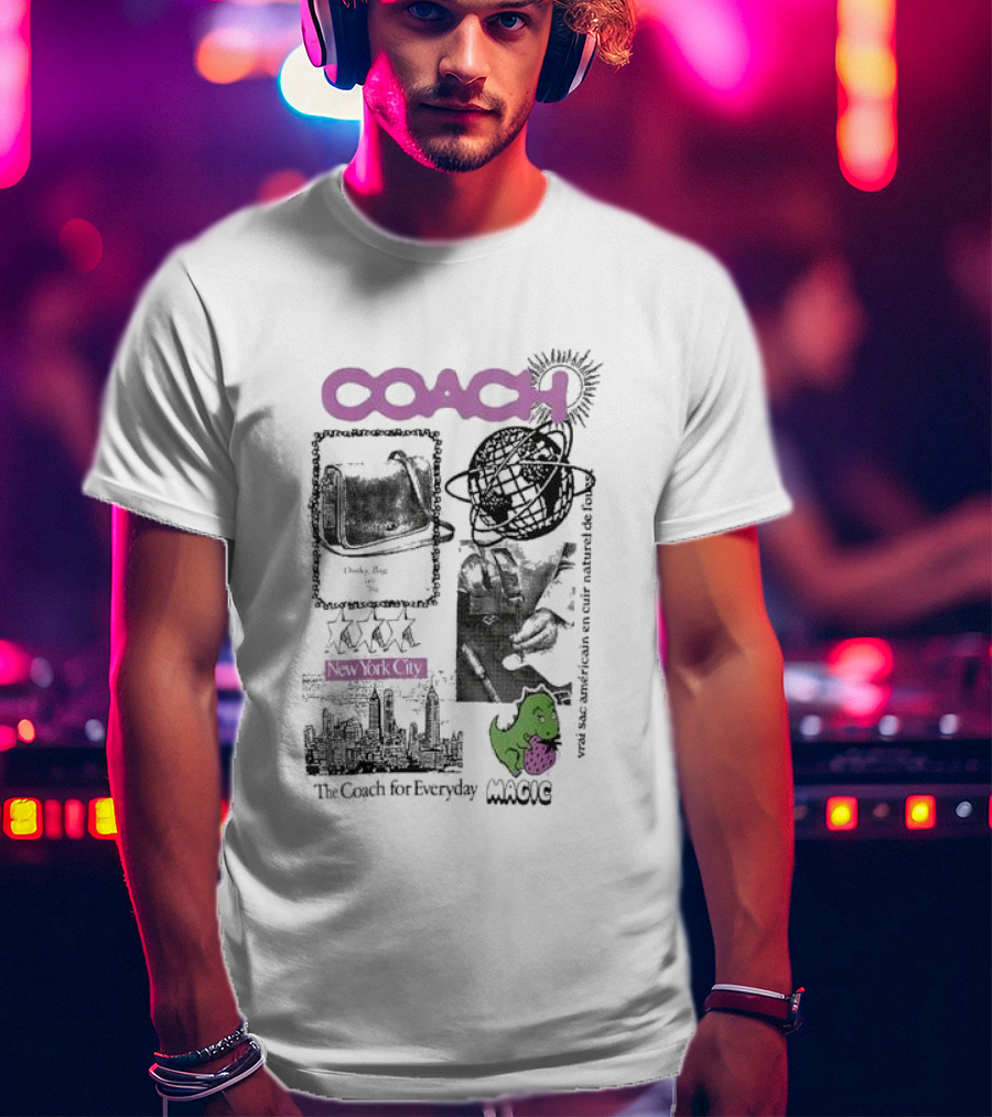 New York City COACH Vrai Sac Américain En Cuir Naturel The Coach For Everyday Magic T-Shirt