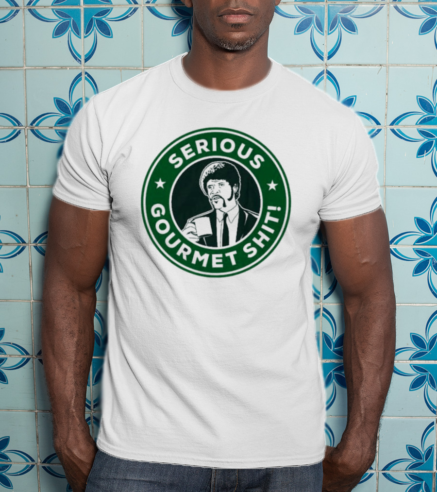 Serious Gourmet Shit Coffee Cup Meme Green Circle Emblem T-Shirt