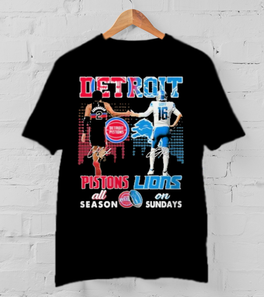 Detroit Pistons Lions All Season On Sundays T-Shirt