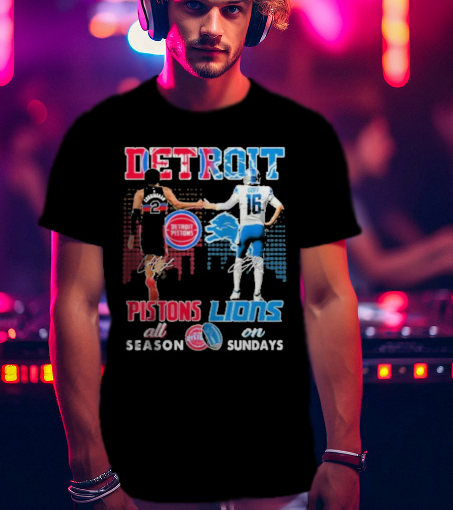 Detroit Pistons Lions All Season On Sundays T-Shirt